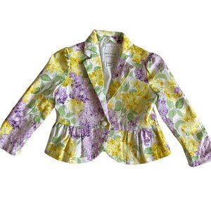 Janie and Jack Yellow and Purple Floral Toddler Jacket Size 18-24 Mo